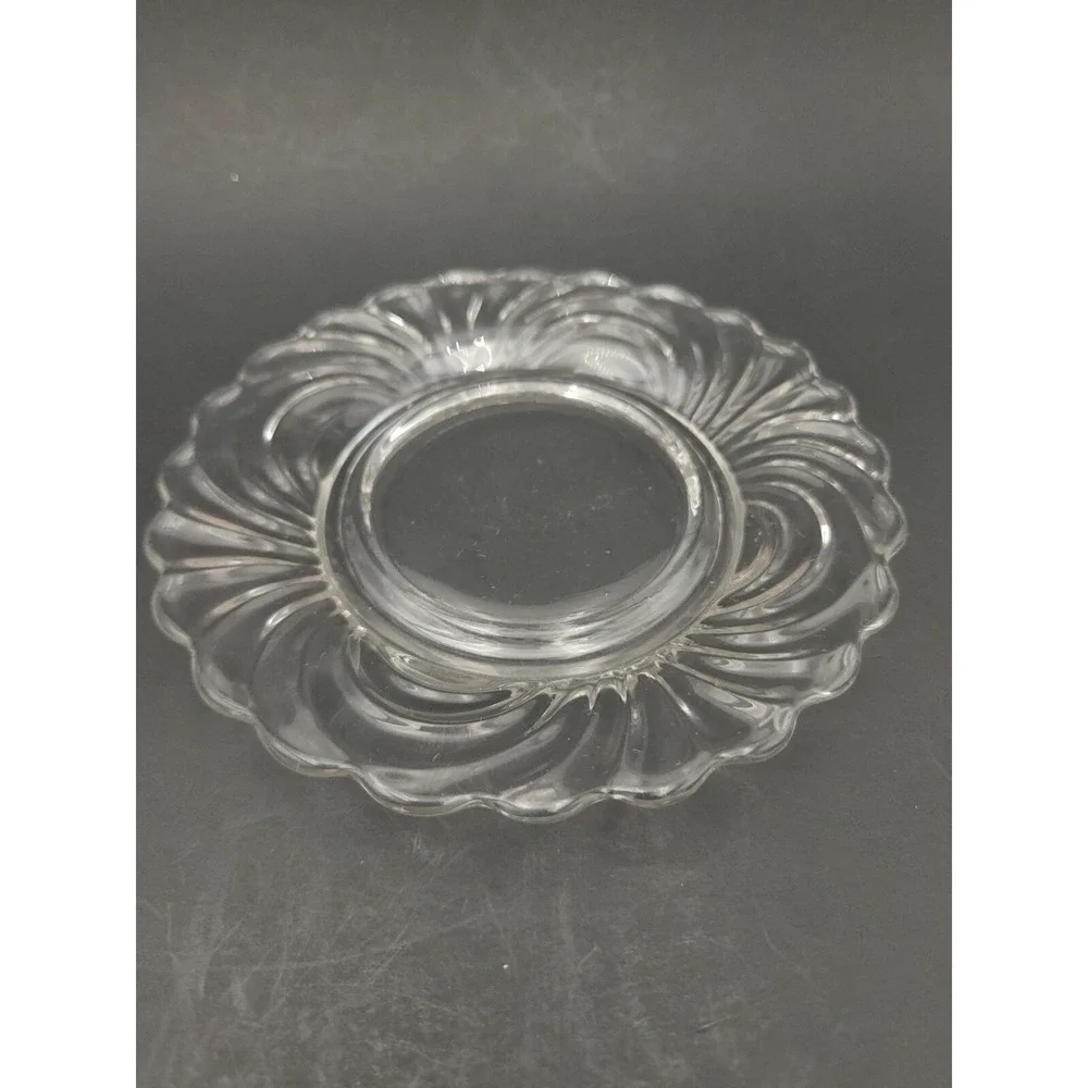 Vintage Cambridge‎ Caprice Clear Glass Mayo Relish bowl & underplate Set